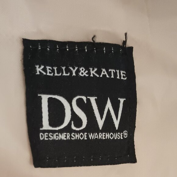 Kelly & Katie DSW Tote Bag Green Leaf Pattern Tan Straps Top Zip - Picture 4 of 4